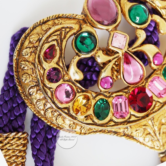 Christian Lacroix Statement Necklace Large Heart Pendant Glass Cabochons Vintage - Picture 6 of 12